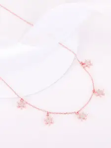 GIVA Sterling Silver Rose Gold-Plated Cubic Zirconia Studded Necklace