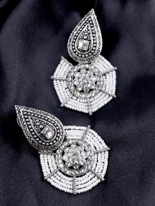 VAGHBHATT White Dome Shaped Drop Earrings
