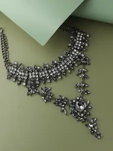 SOHI Silver-Plated Party Designer Stone Statement Necklace