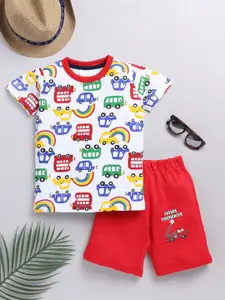 YK Boys Printed Cotton T-shirt with Shorts