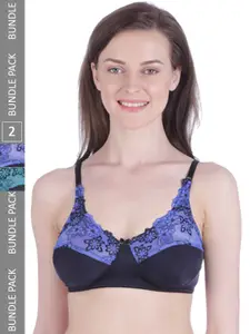 Bralux Pack Of 2 B Cup Non Padded Non-Wired Cotton Everyday Lace Bra