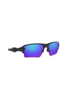 OAKLEY Men Blue Lens & Black Rectangle Sunglasses with Polarised Lens