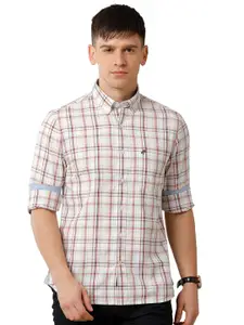 Double Two Slim Fit Tartan Checked Cotton Casual Shirt