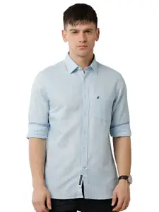 Double Two Spread Collar Slim Fit Cotton Casual Shirt
