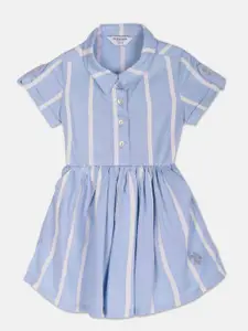 U.S. Polo Assn. Kids Girls Vertical Striped Shirt Dress