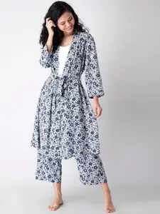 FabAlley 3 Pieces Floral Printed Night Suit