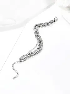 Peora Men Silver-Plated Link Bracelet