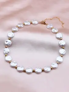 Peora Gold Plated Beads Studded Necklace
