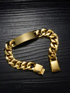 Peora Men Gold-Toned Gold-Plated Link Bracelet