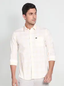 Arrow Sport Spread Collar Slim Fit Checked Pure Cotton Casual Shirt