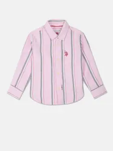 U.S. Polo Assn. Kids Boys Vertical Striped Pure Cotton Casual Shirt