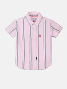 U.S. Polo Assn. Kids Boys Vertical Stripes Pure Cotton Casual Shirt