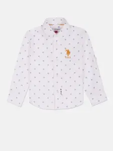 U.S. Polo Assn. Kids Boys Spread Collar Conversational Printed Pure Cotton Casual Shirt
