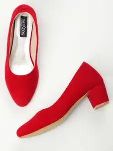 SAPATOS Suede Pointed Toe Block Pumps