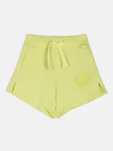 U.S. Polo Assn. Kids Girls Mid-Rise Embroidered Detail Pure Cotton Shorts