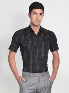 Arrow Tartan Checked Spread Collar Casual Shirt