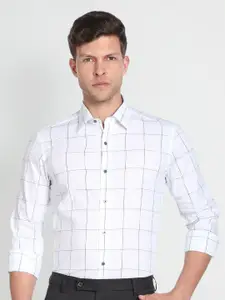 Arrow New York Spread Collar Slim Fit Windowpane Checked Pure Cotton Casual Shirt