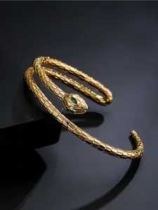 ZIVOM Women Brass Crystals Gold-Plated Snake Kada Bracelet