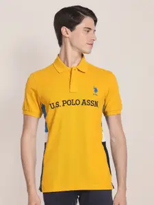 U.S. Polo Assn. Sunwashed Spring Collection Printed Polo Collar Pure Cotton T-shirt