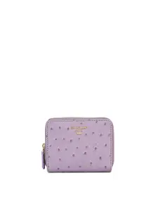 Da Milano Women Purple & Gold-Toned Textured Leather Zip Around Wallet