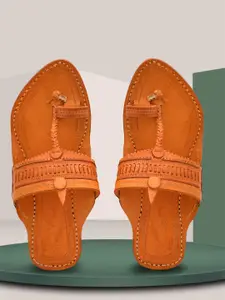 OLIVE MIST Men Leather Ethnic Kolhapuris Comfort Sandals