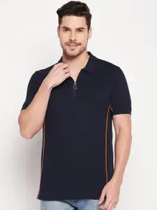 Club York Men Navy Blue Polo Collar T-shirt