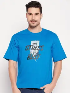 Club York Round Neck Typography Printed Drop-Shoulder Sleeves T-shirt