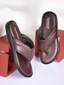 Fentacia Men Perforated Leather Comfort Sandals