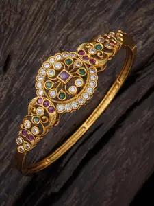 Kushal's Fashion Jewellery Kushal's Fashion Jewellery Women Gold-Plated Cubic Zirconia Antique Kada Bracelet