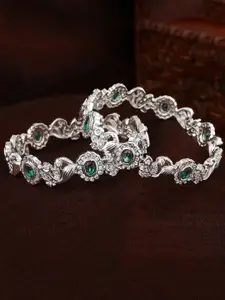 Estele Set Of 2 Rhodium-Plated AD-Studded Bangles
