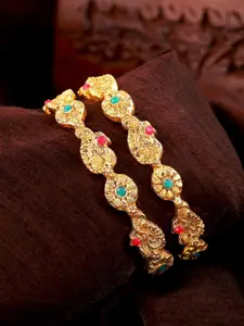 Estele Set Of 2 Gold-Plated & Crystals Studded Bangles