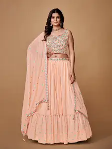 Fusionic Embroidered Mirror Work Ready to Wear Lehenga & Blouse With Dupatta