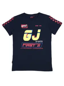 Gini and Jony Boys Typography Printed Cotton T-shirt