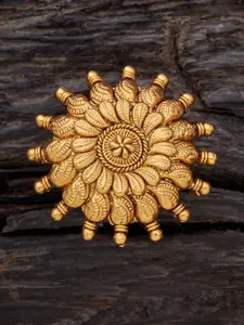 Kushal's Fashion Jewellery Gold-Plated Floral-Shaped Antique Finger Ring