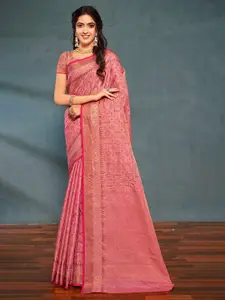 SANGAM PRINTS Ethnic Motifs Woven Design Zari Pure Silk Banarasi Saree