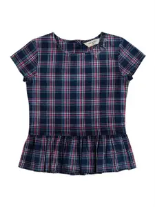 Gini and Jony Girls Checked A-Line Cotton Top