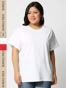 Bewakoof Plus Pack Of 2 Regular Fit Cotton T-Shirts