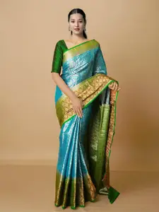 Unnati Silks Floral Woven Design Zari Banarasi Saree