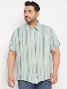 bigbanana Plus Size Vertical Striped Pure Cotton Casual Shirt