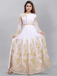 APNISHA White Floral Georgette Ethnic Maxi Dress