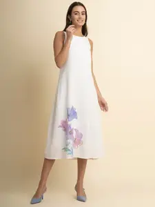 FableStreet Floral Printed A-Line Midi Dress