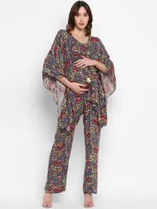 Momsoon Maternity Women Printed Kaftan Night suit