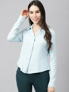 Xpose Striped Spread Collar Casual Shirt