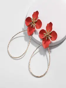 AQUASTREET Gold-Plated Floral Hoop Earrings
