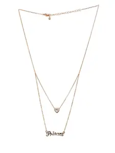 AQUASTREET Rose Gold-Plated Cubic Zirconia Studded Layered Necklace