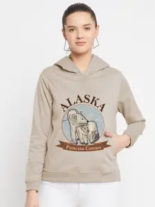 FRENCH FLEXIOUS Graphic Printed Hooded Cotton Sweatshirt