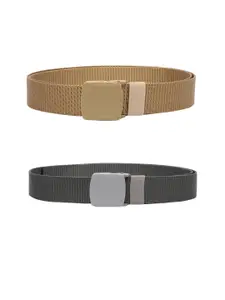 ZORO Men Pack Of 2 Textured Slider Buckle Belt