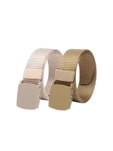 ZORO Men Pack Of 2 Textured Slider Buckle Belt