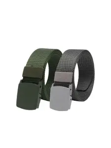 ZORO Men Pack Of 2 Textured Slider Buckle Belt