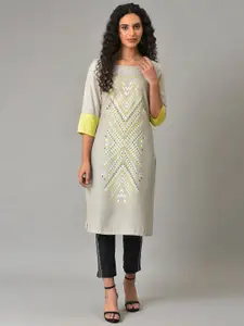 W Geometric Printed Straight Kurta